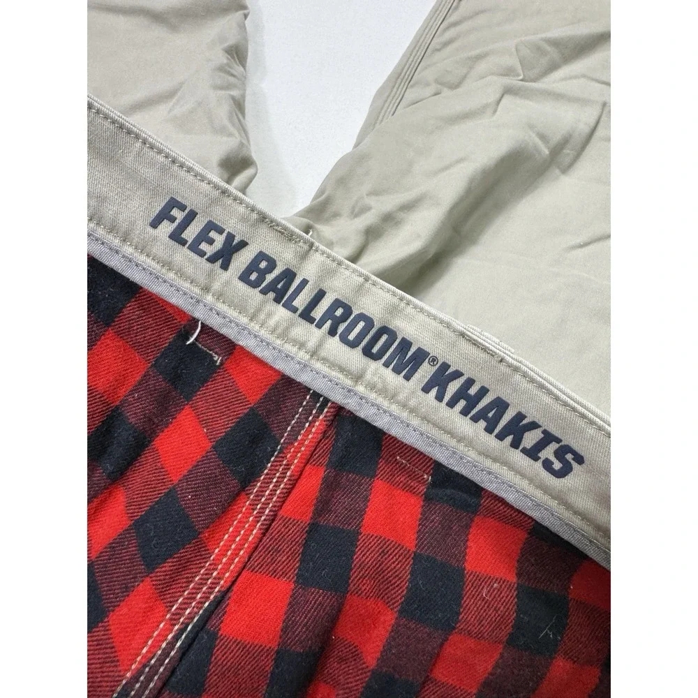 Duluth Trading Pants Men's 40x30 (40x29) Khaki Ballroom Flex Flannel Lined